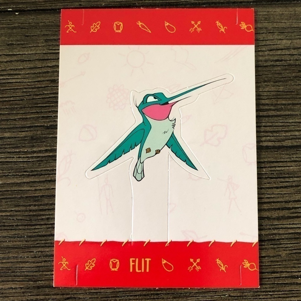 Disney: ’95 Pocahontas movie trading card:  Pop-up Card: Flit #5 of 12